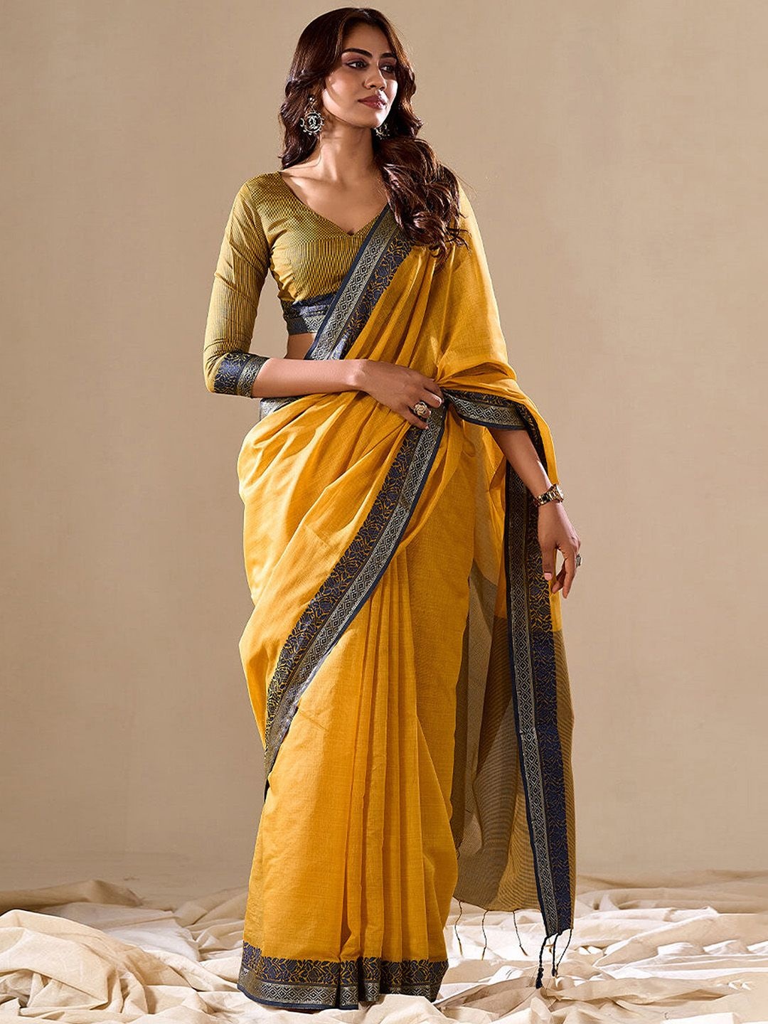 

Anouk Rustic Ethnic Motifs Zari Uppada Saree, Yellow