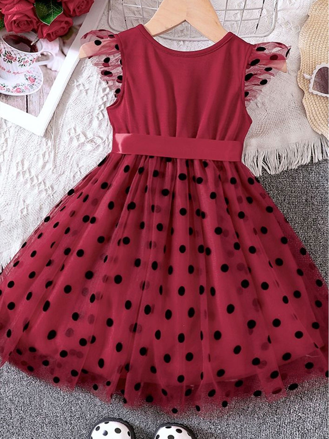 

LULU & SKY Polka Dot Print Fit & Flare Dress, Red
