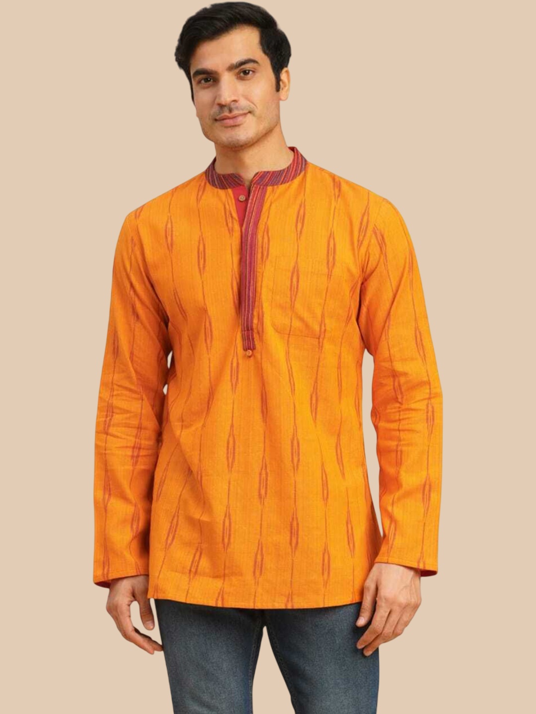 

Arch element Men Mirror Work Kurta, Yellow