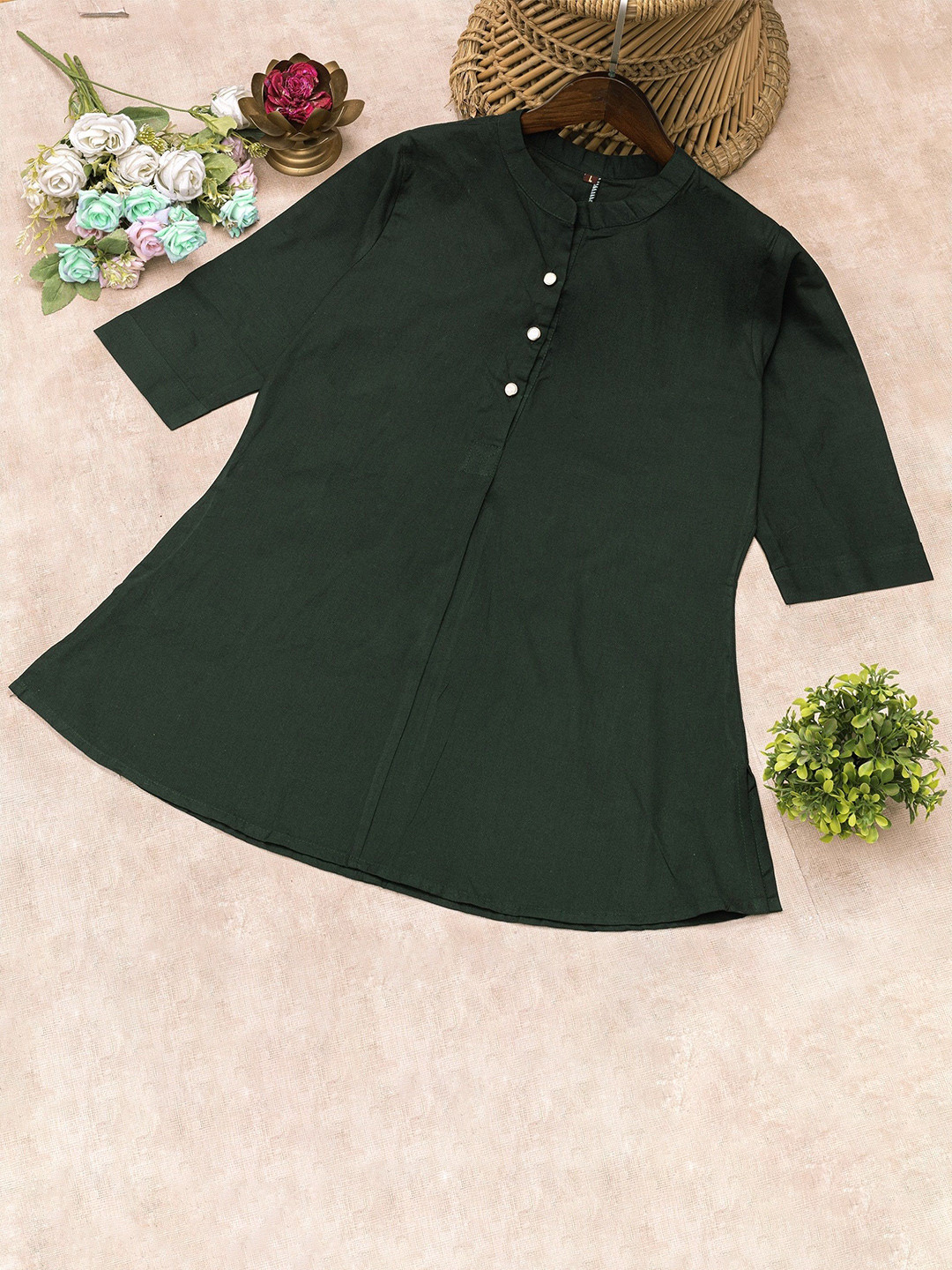 

SWAMI STUDIO Dyed Handloom Maternity Kurti, Green