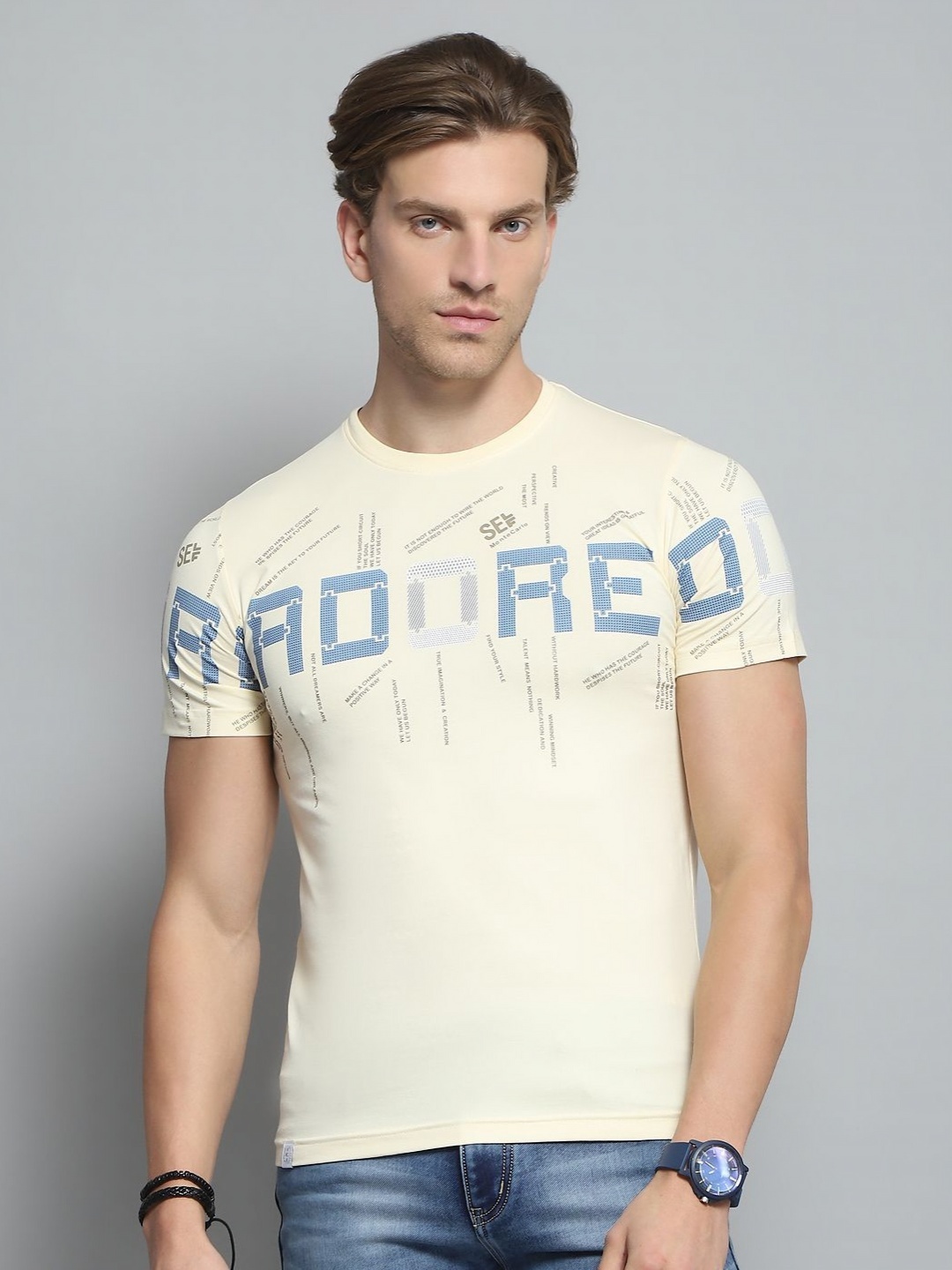

Monte Carlo Men Typography Printed Pockets T-shirt, Beige