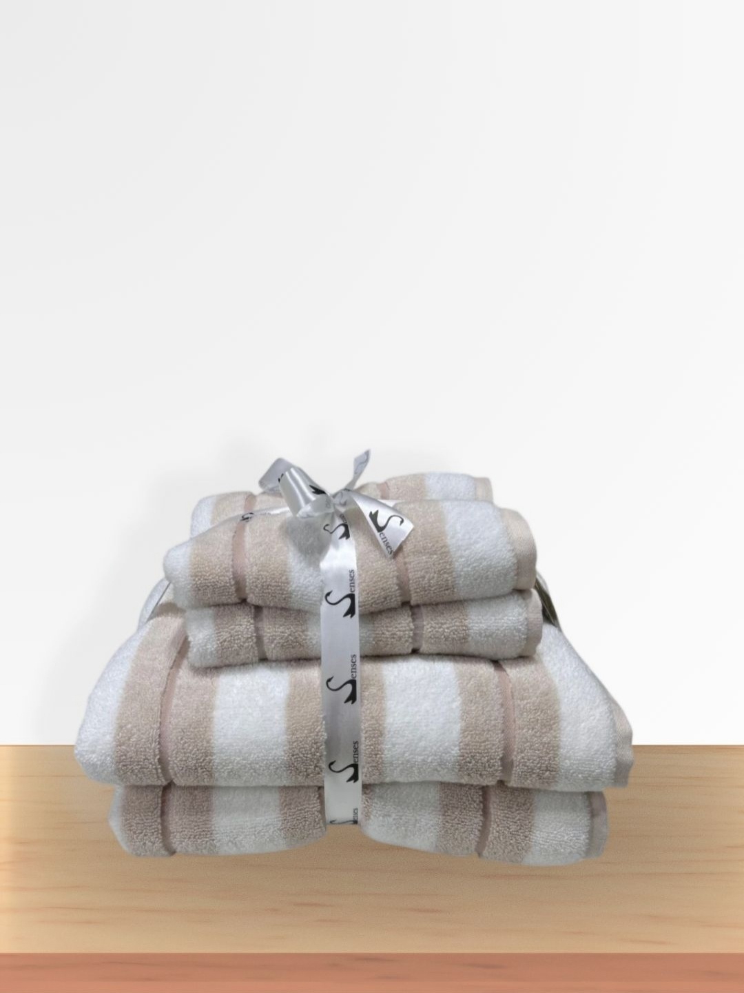 

SENSES Brown & White 4 Piece Striped Cotton 500 GSM Towel Set