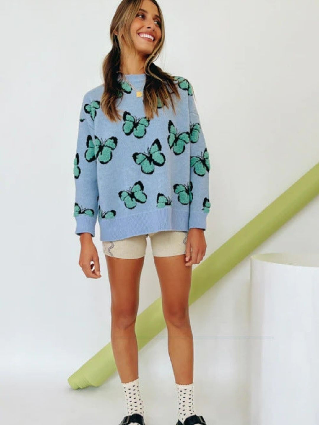 

Oh Rare Women Printed Pullover, Blue