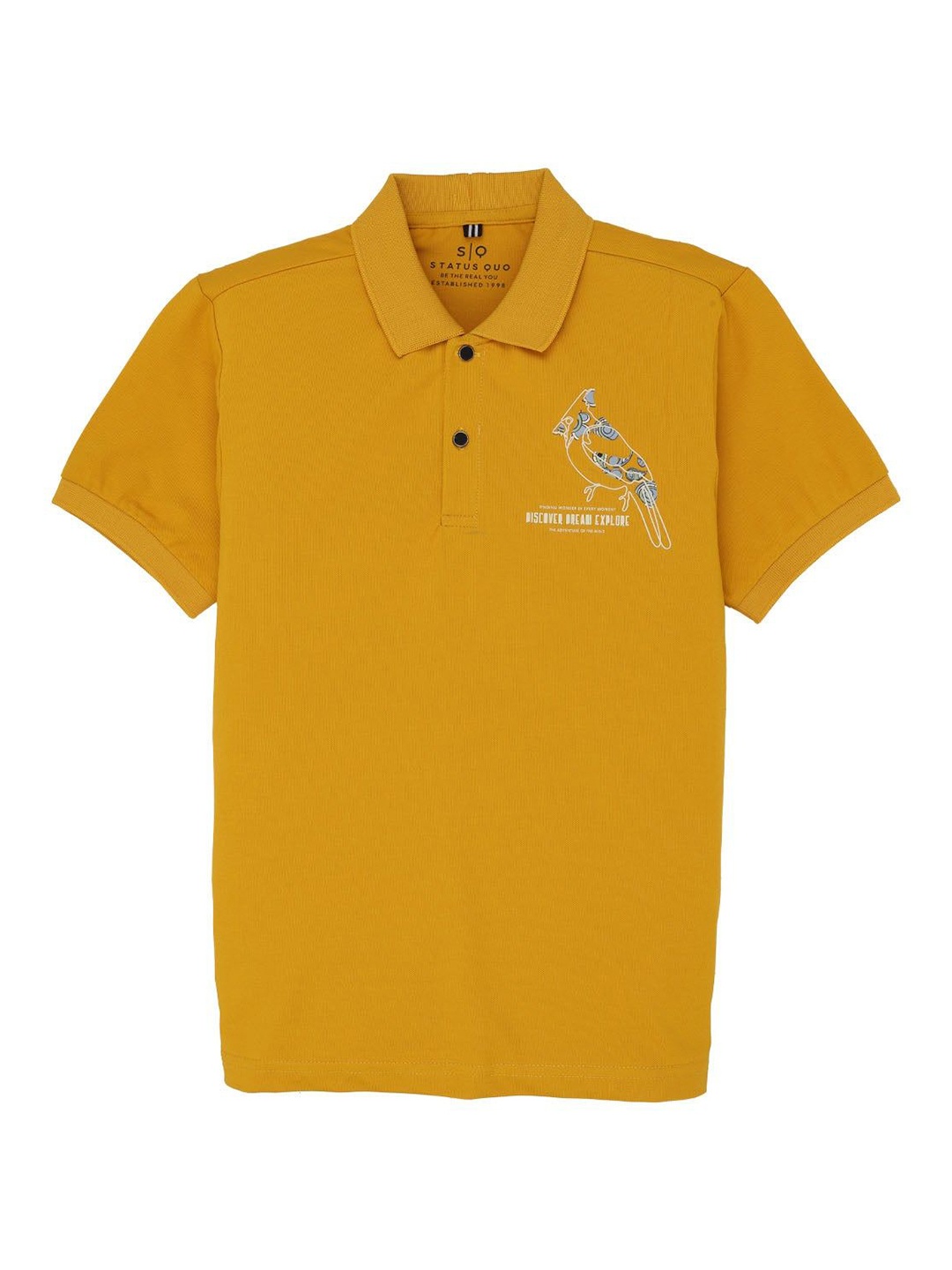 

Status Quo Boys Printed Polo Collar T-shirt, Mustard