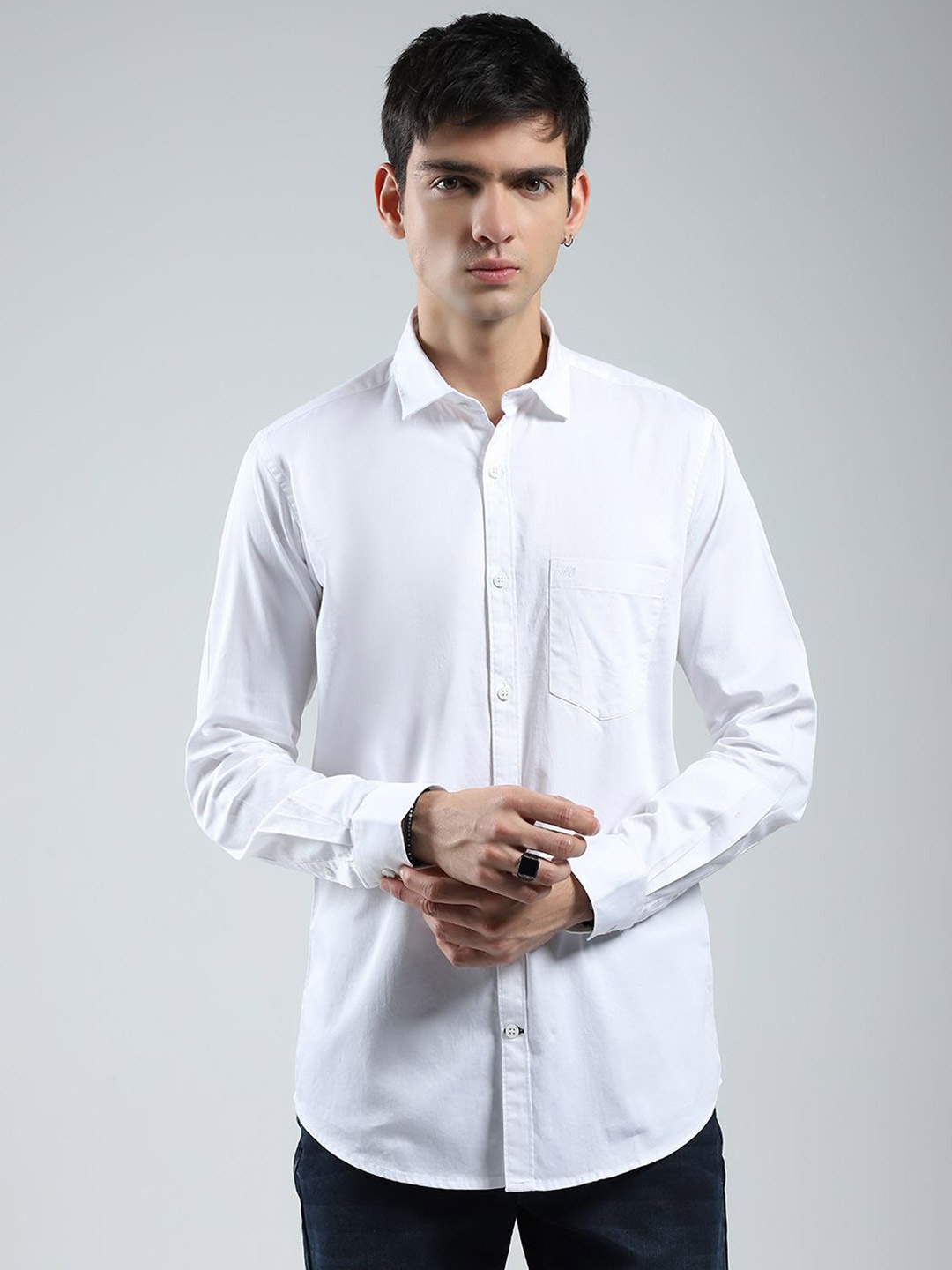 

Monte Carlo Men Opaque Casual Shirt, White