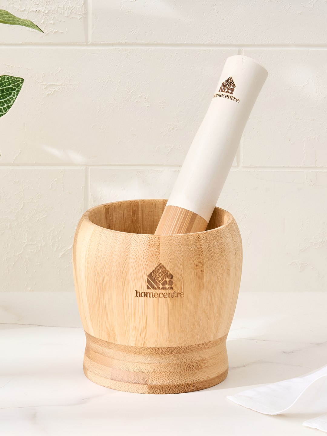 

Home Centre 2-Pcs Brown & White Spinel Perennial Bamboo Mortar & Pestle Set