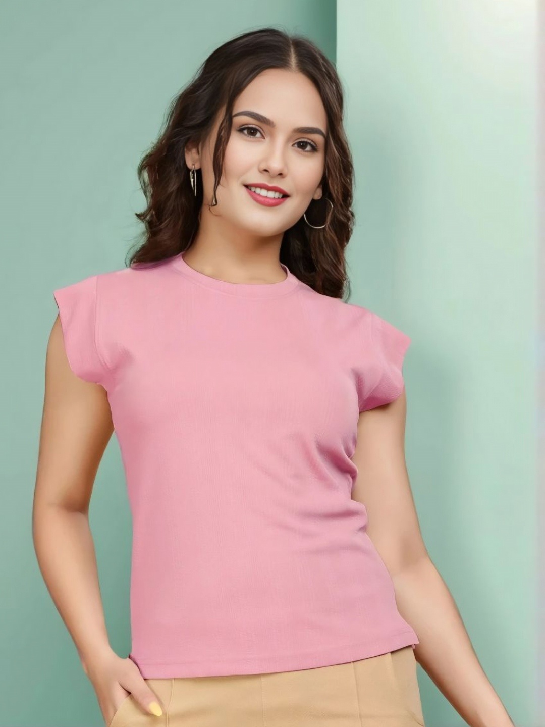 

Moda Rapido Women Pockets T-shirt, Pink