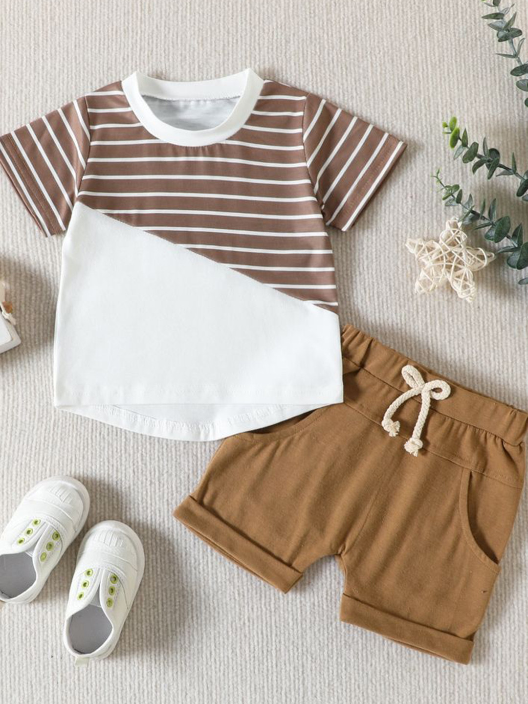 

LULU & SKY Boys T-shirt with Shorts, Brown