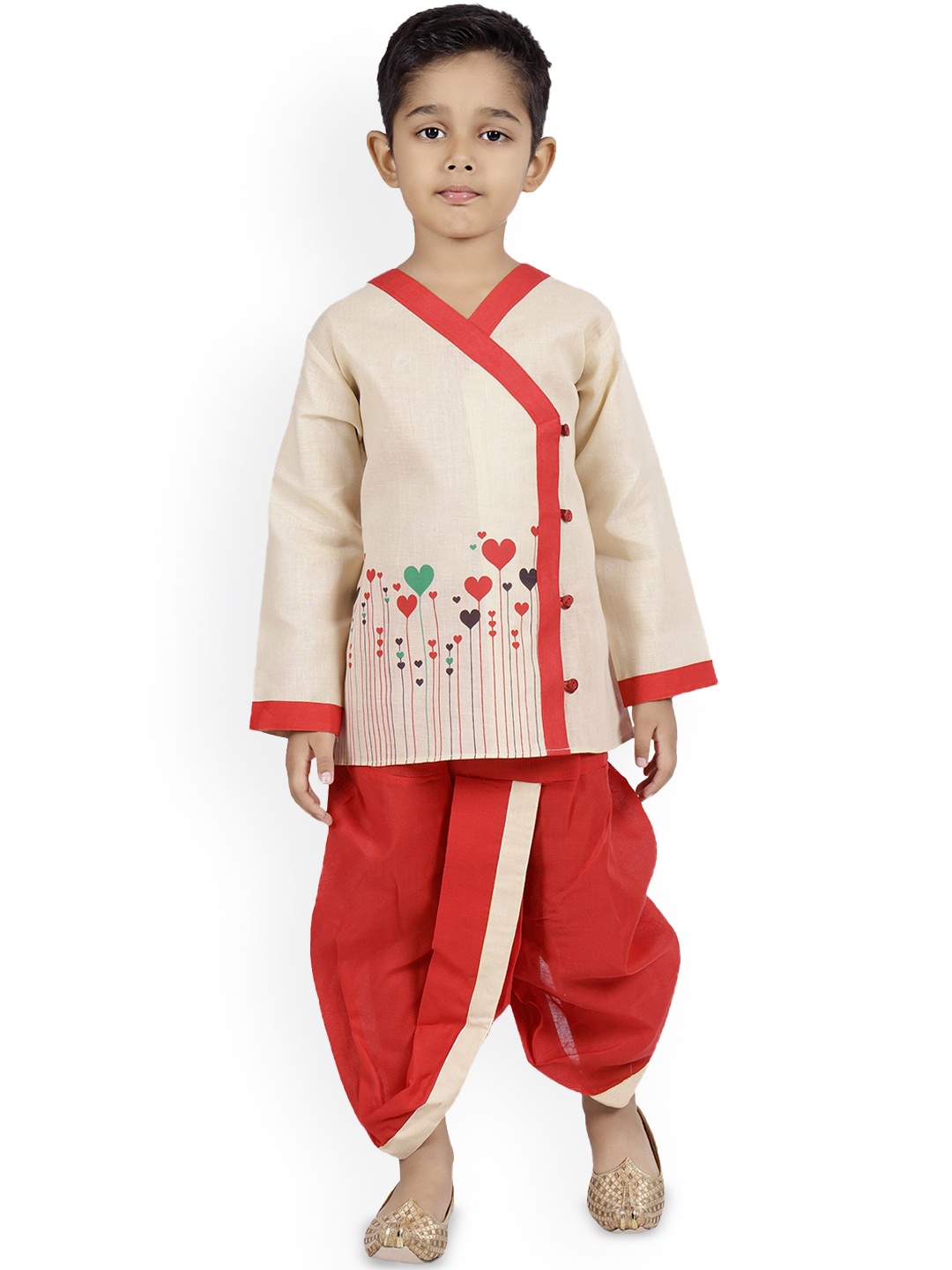 

BAESD Boys Printed Regular Kurta with Dhoti Pants, Off white