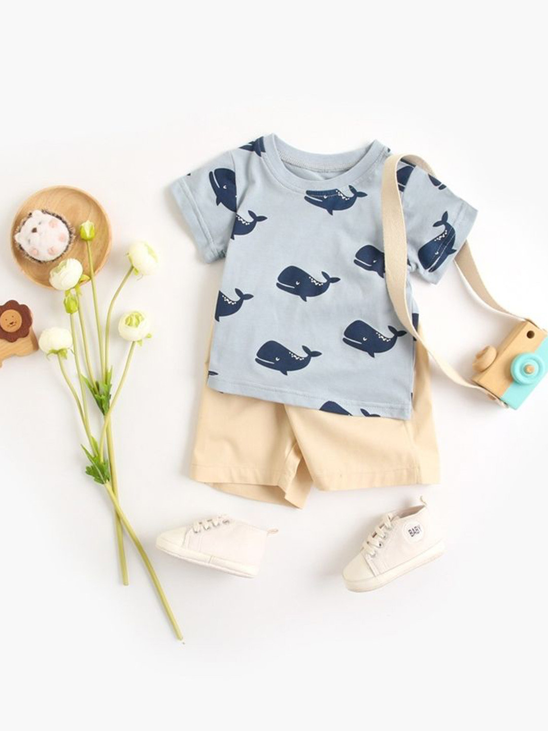 

LULU & SKY Boys Printed T-shirt with Shorts, Blue
