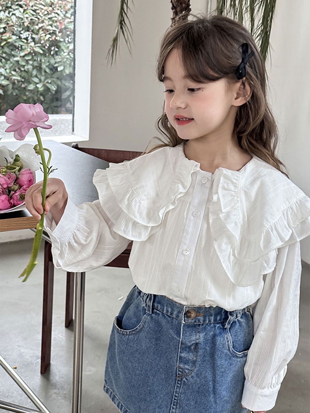 

LULU & SKY Girls Floral Opaque Printed Casual Shirt, White