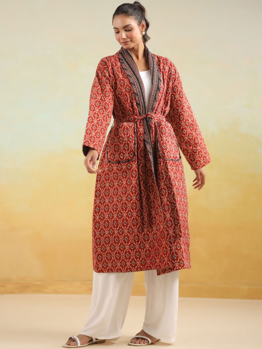 

Jaipur Morni Pure Cotton Quilted Reversible Robe, Maroon
