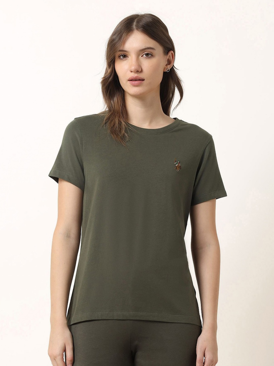 

U.S. Polo Assn. Women Women Brand Logo T-shirt, Olive