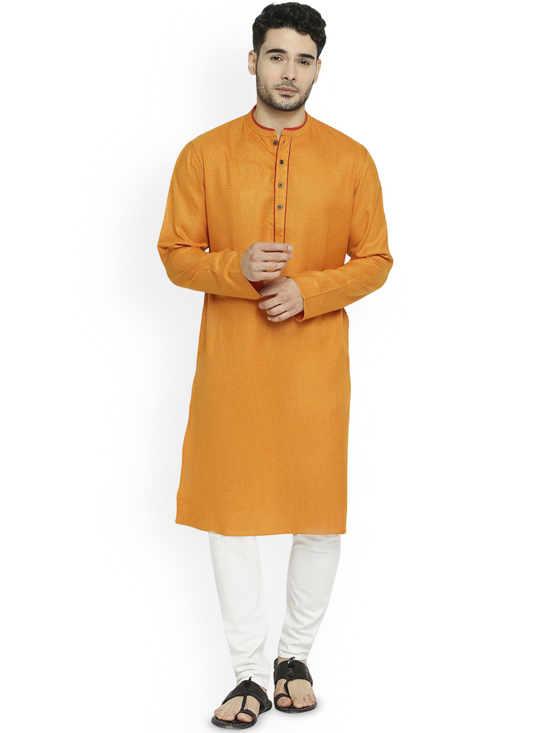 

Arch element Men Thread Work Kurta, Yellow