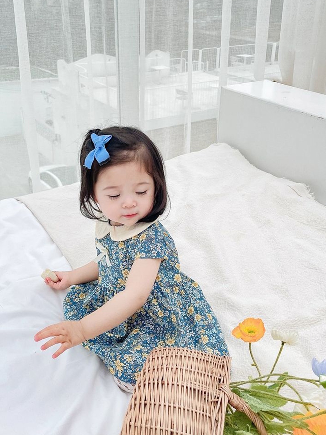 

LULU & SKY Floral Print Fit & Flare Dress, Blue