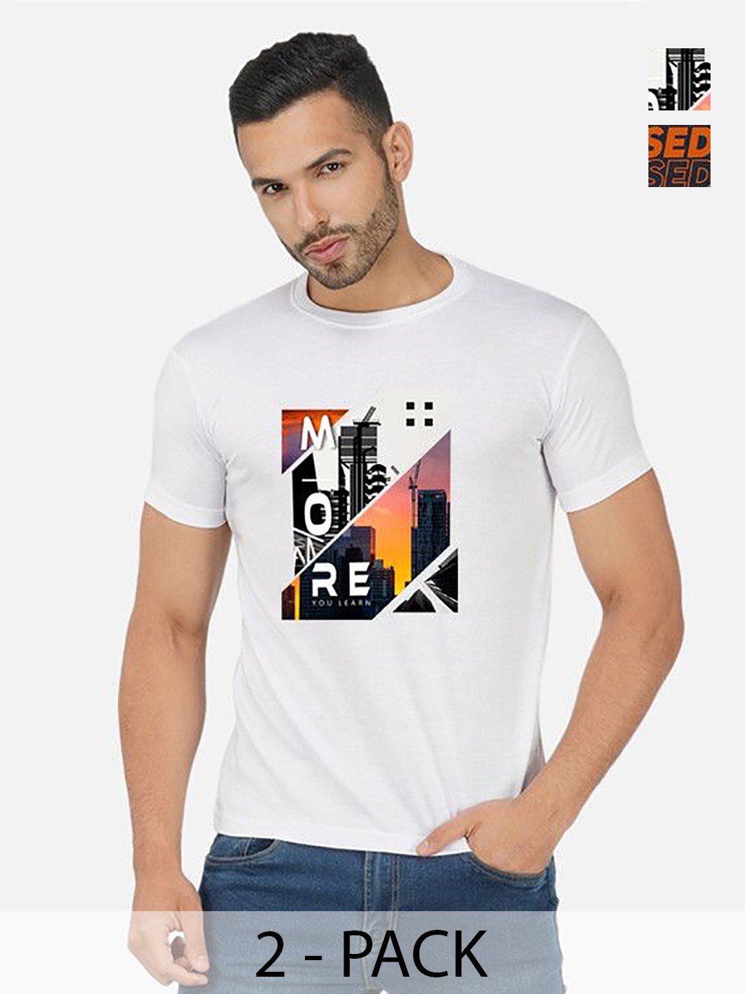 

GLOBAL NOMAD Men 2 Printed Bio Finish Pockets T-shirt, White