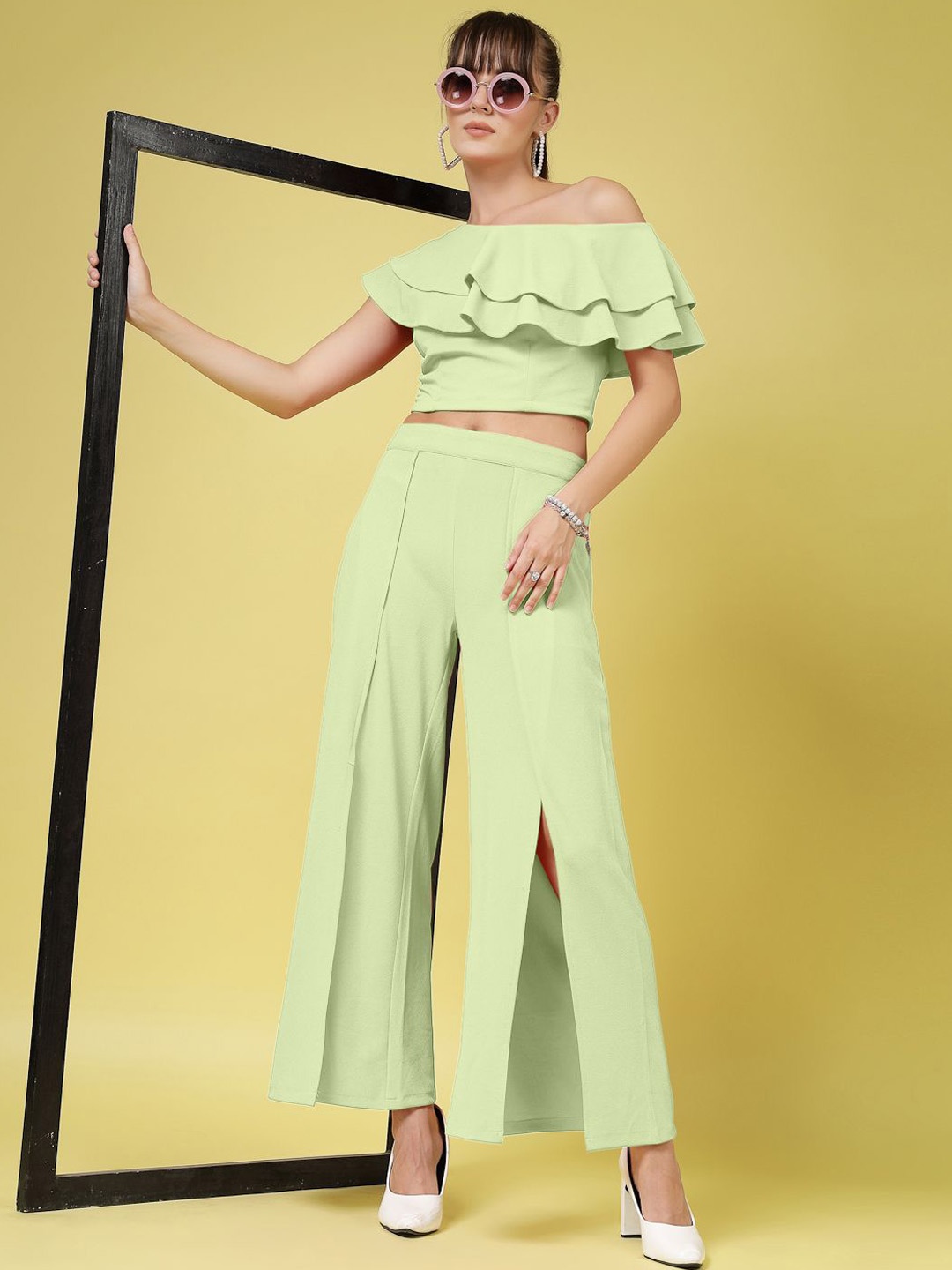 

DressBerry Women Relaxed Pleated Trousers, Green