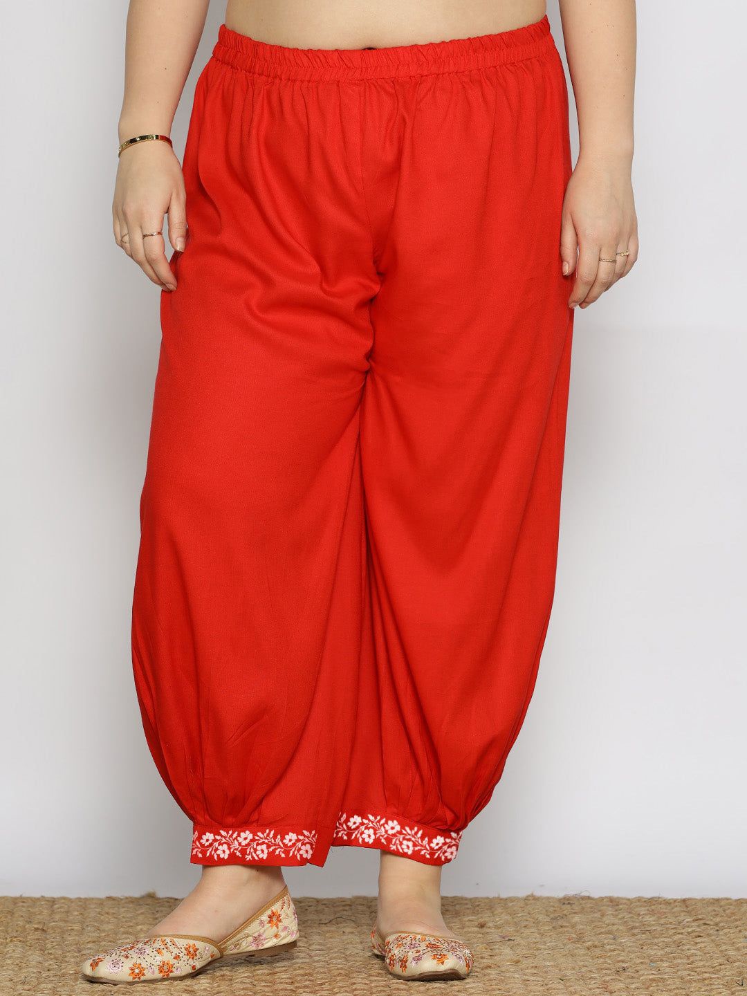 

LetsDressUp Women Printed Loose Fit Viscose Rayon Salwar, Red