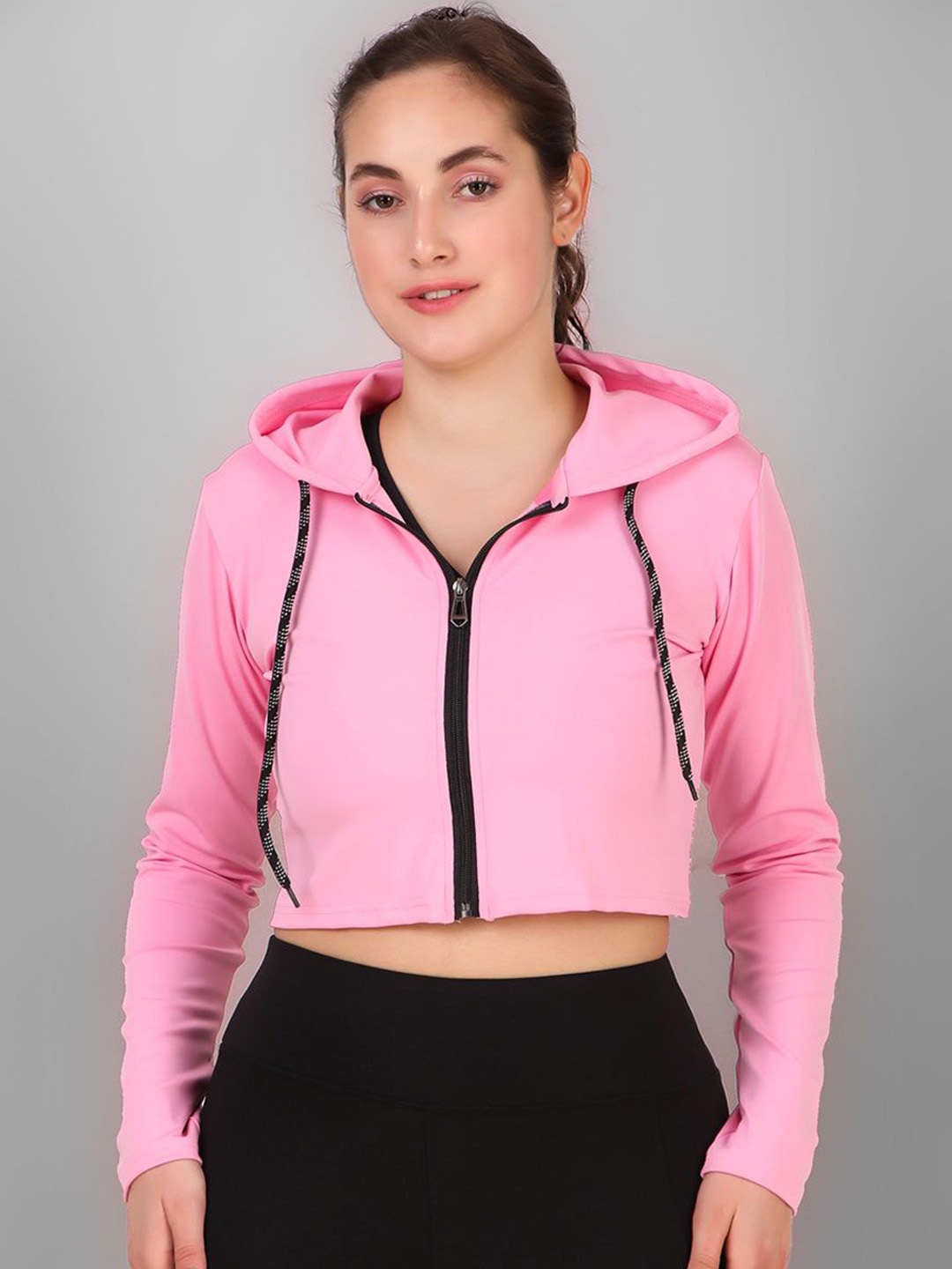 

NEXSTEP Women Polyester Lightweight Crop Training or Gym Sporty Jacket, Pink