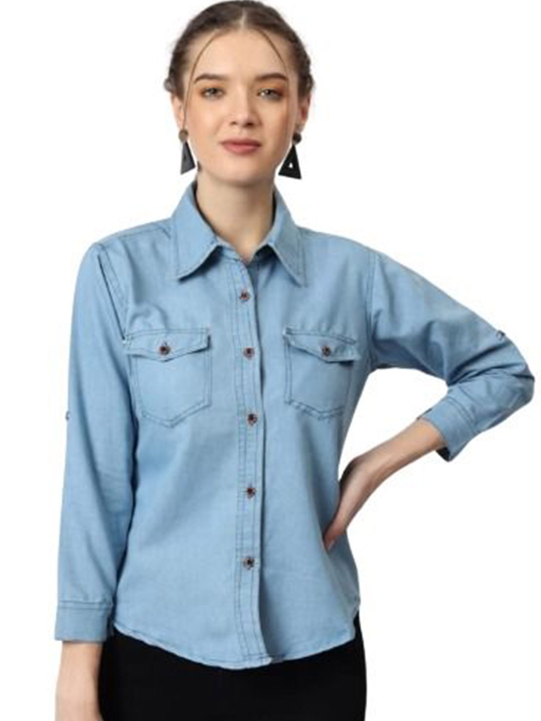 

Moda Rapido Women Opaque Casual Shirt, Blue