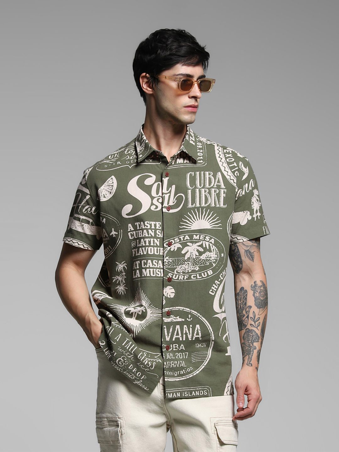 

Jack & Jones Men Opaque Printed Casual Shirt, Green