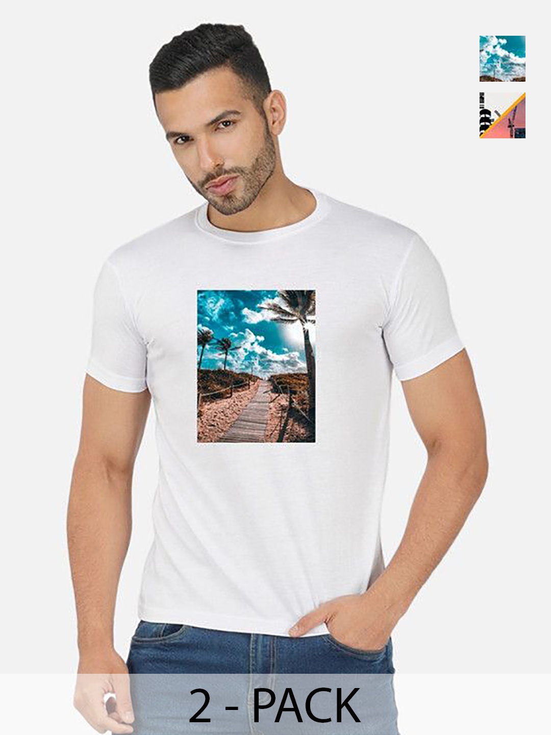 

GLOBAL NOMAD Men 2 Printed Bio Finish T-shirt, Mustard