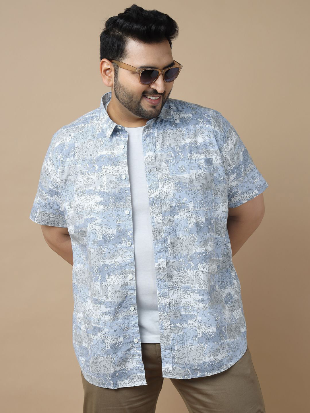 

Sztori Men Standard Slim Fit Opaque Printed Casual Shirt, Grey
