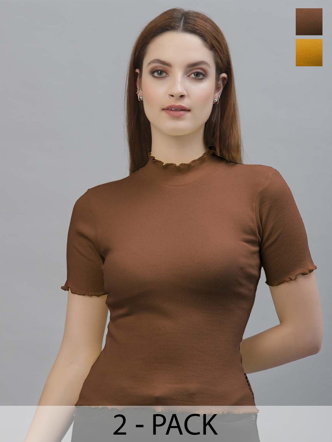 

Friskers Cotton Crop Top, Brown