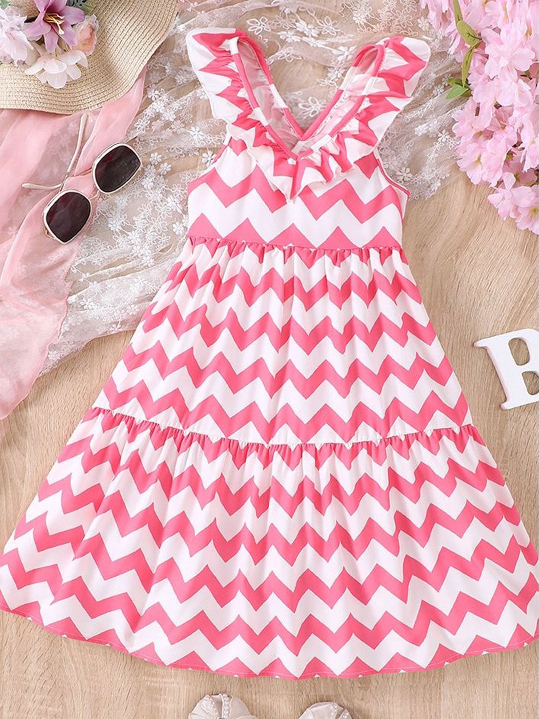 

LULU & SKY Print Fit & Flare Dress, Pink