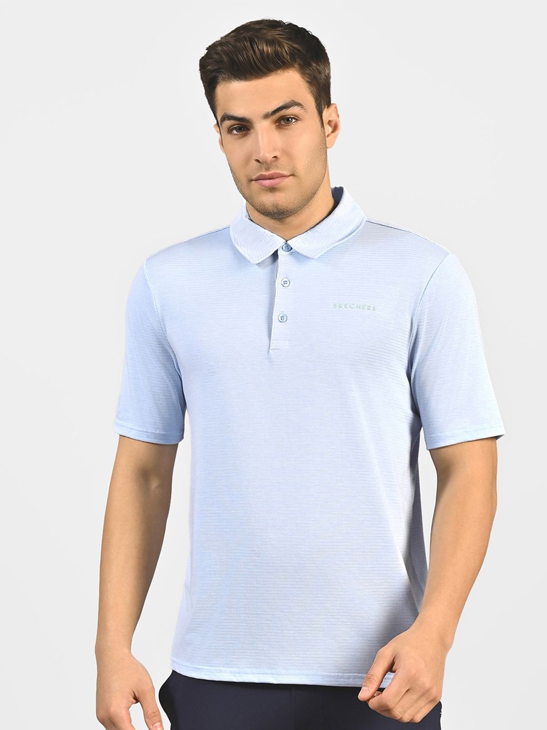 

Skechers Men Godri Premier Stripe Polo T-Shirt, Blue