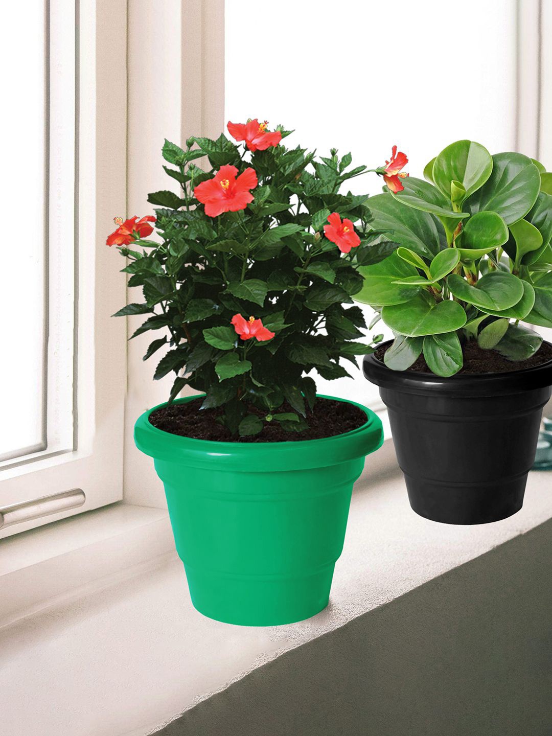 

Kuber Industries 3-Pcs Green & Red 2 LayeredPlanters