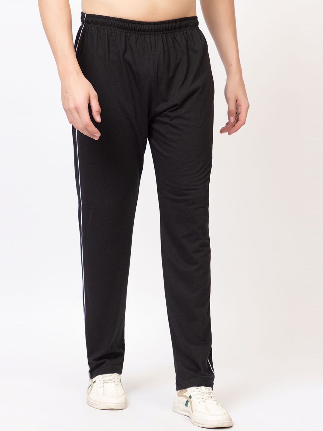

SZN Men Cotton Mide Rise Track Pants, Black