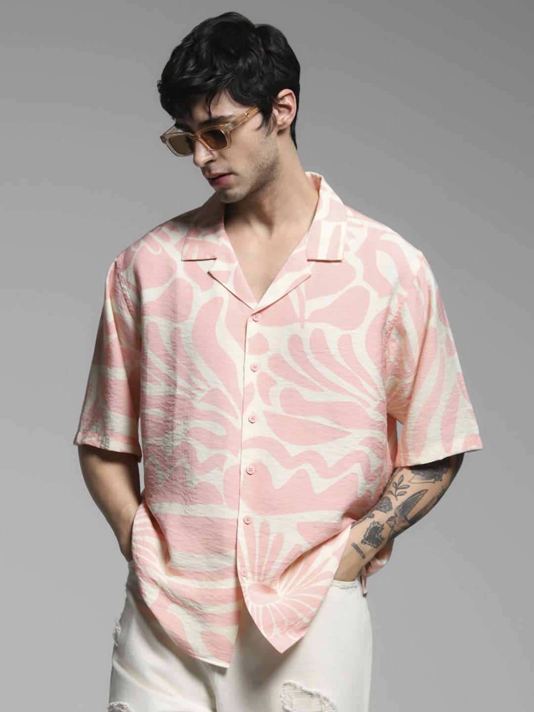 

Jack & Jones Men Opaque Printed Casual Shirt, Pink