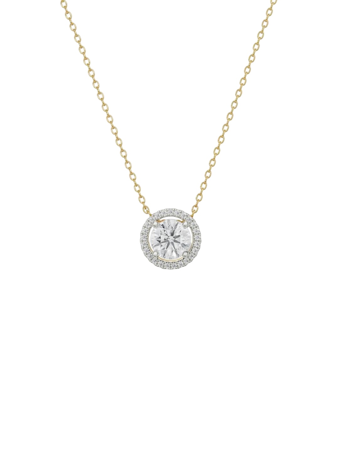 

Emori Halo Round Solitaire Necklace, Gold