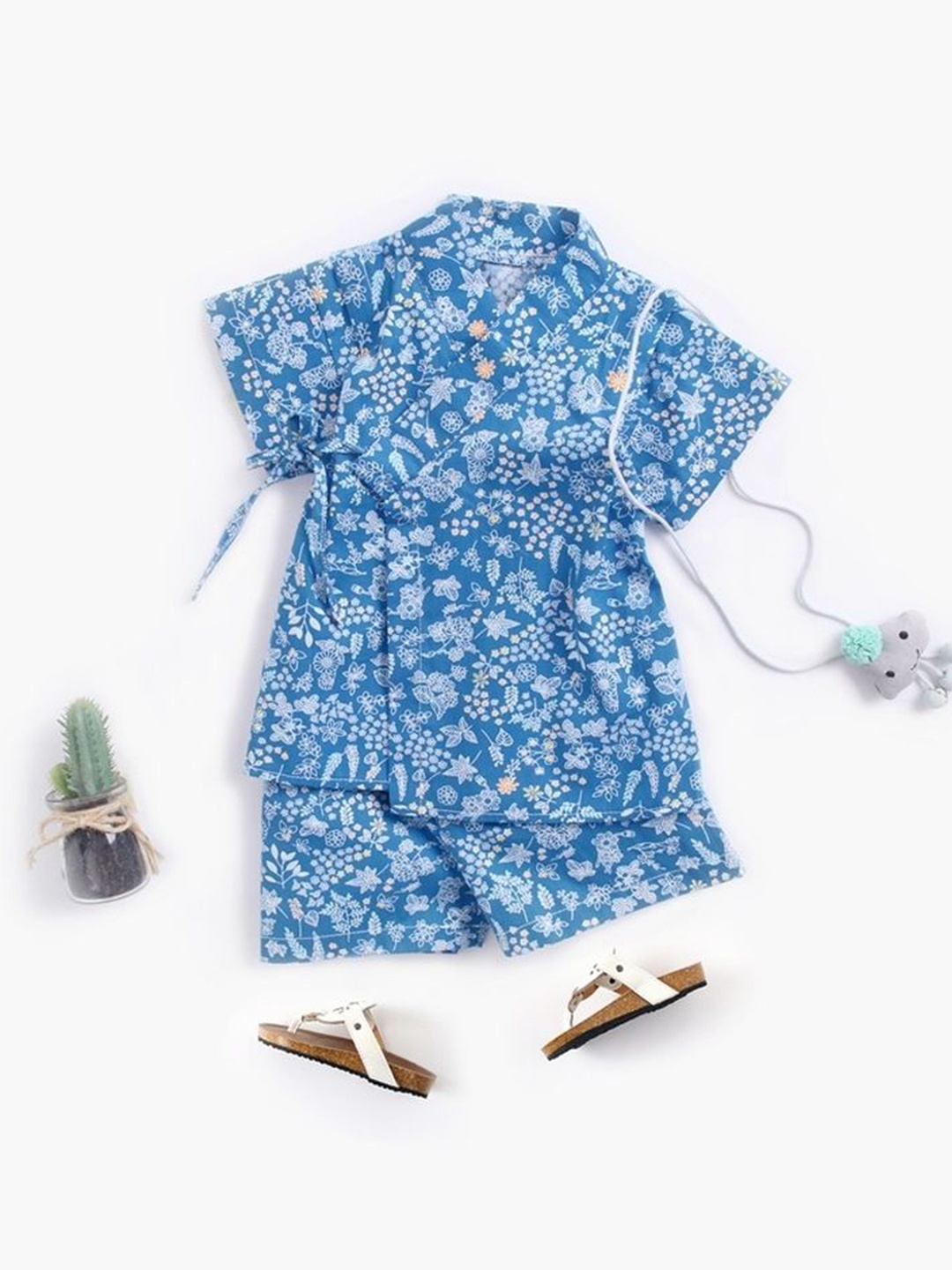 

LULU & SKY Girls Printed Shirt with Shorts, Blue