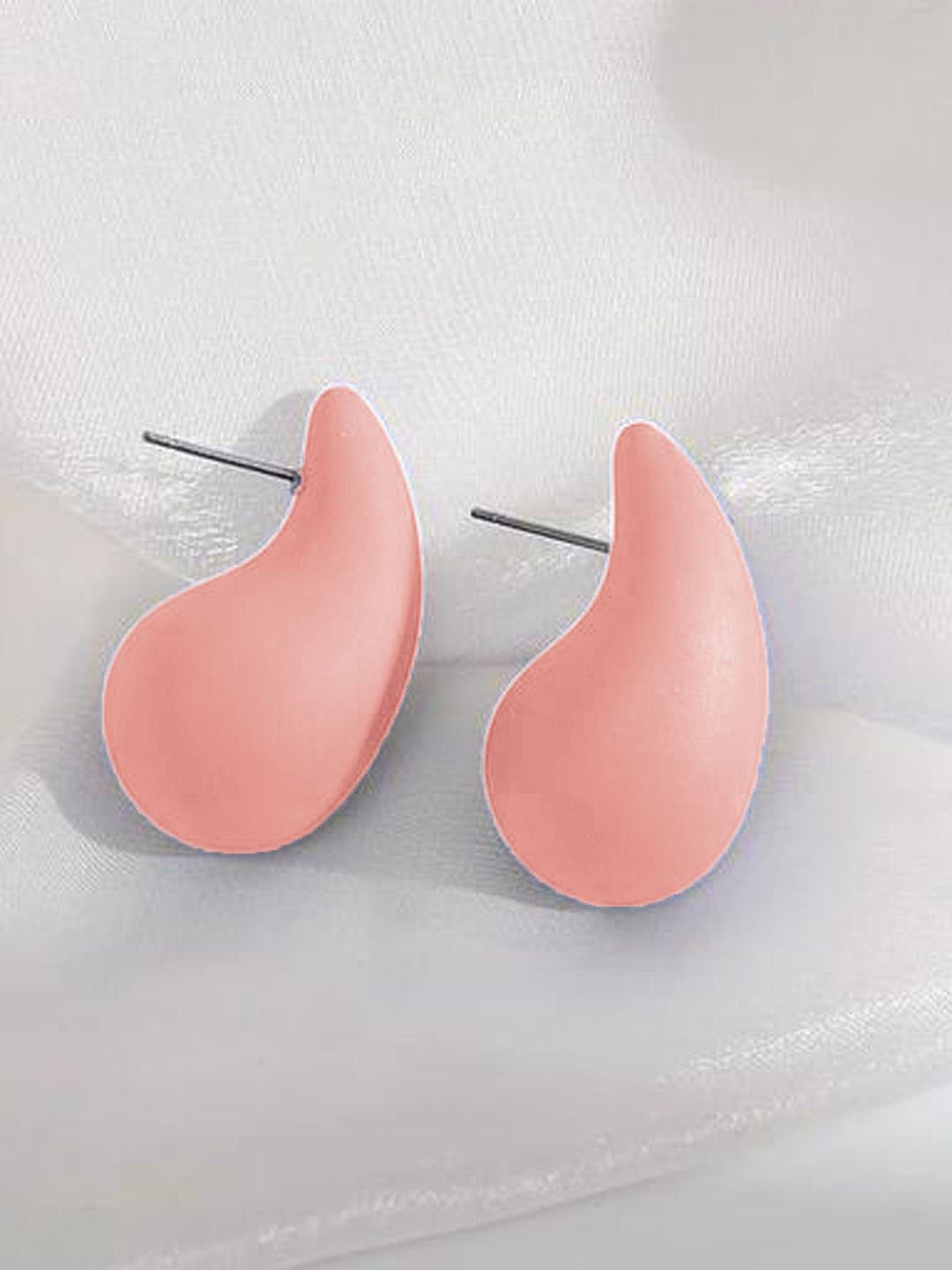 

VAGHBHATT Teardrop Shaped Drop Earrings, Peach