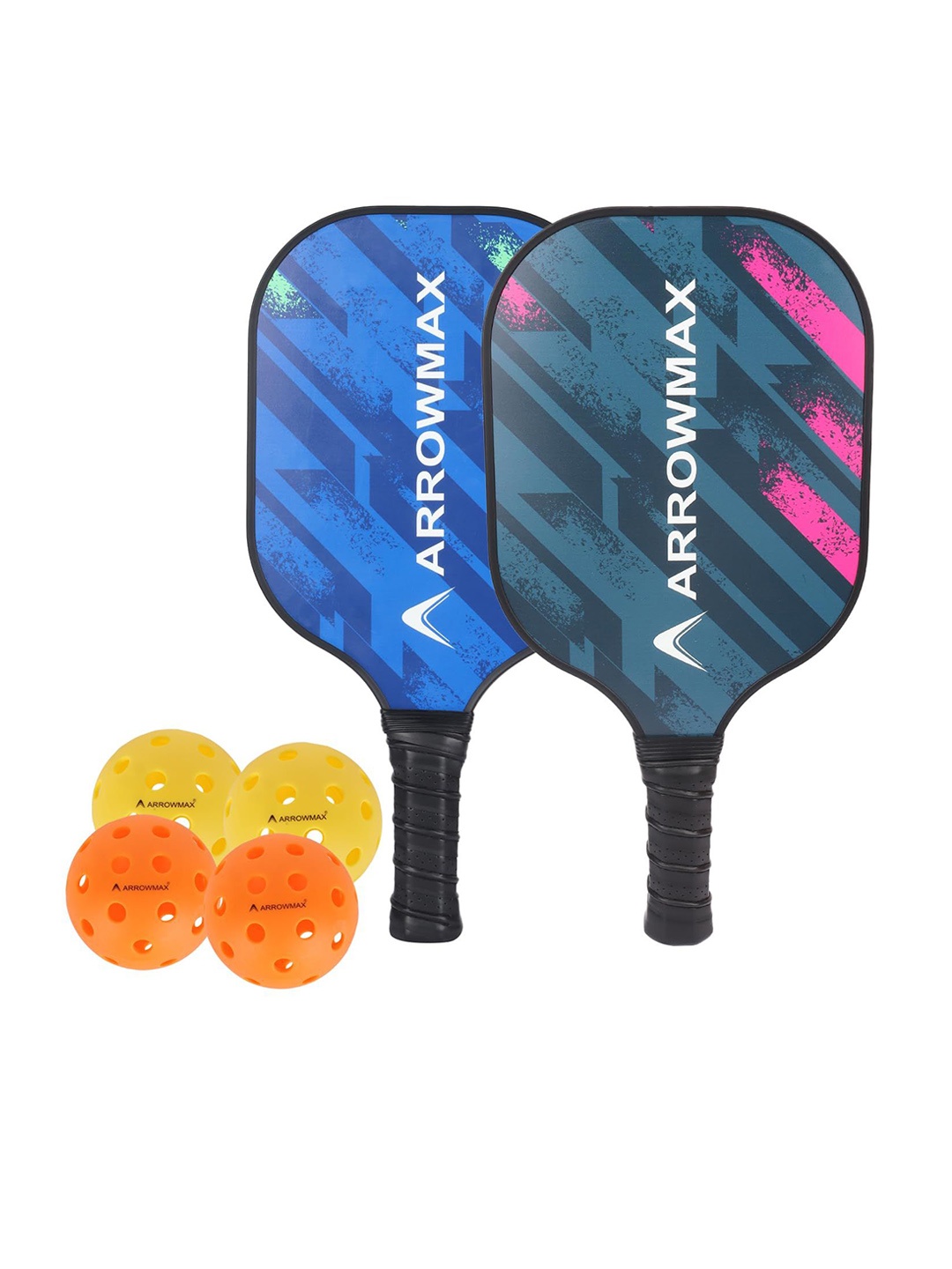

ARROWMAX 2 Pcs Pickleball With 4 Pcs Balls, Blue