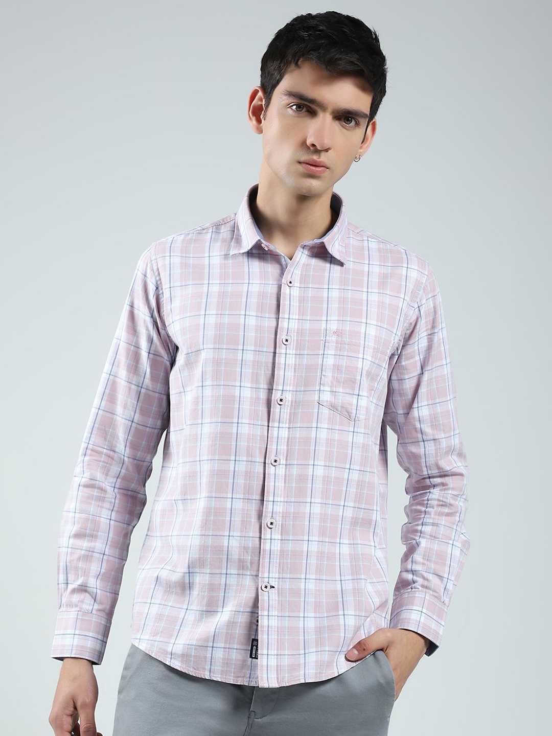 

Monte Carlo Men Tartan Checks Opaque Checked Casual Shirt, Pink
