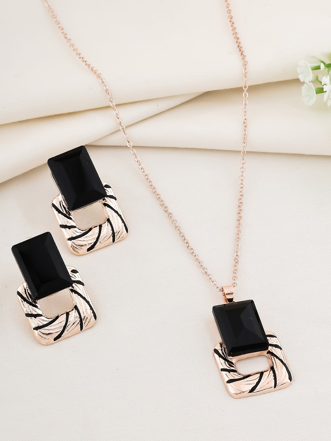 

DressBerry Stone Studded Jewellery Set, Rose gold