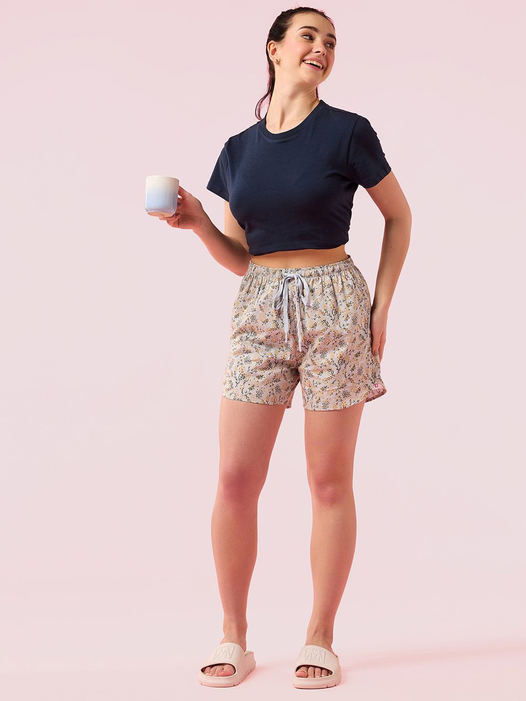

Enamor Women Printed Lounge Shorts, Blue