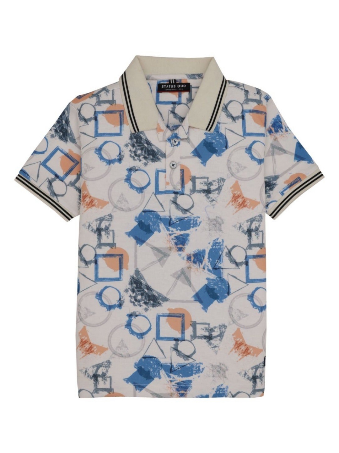 

Status Quo Boys Printed Polo Collar T-shirt, Beige