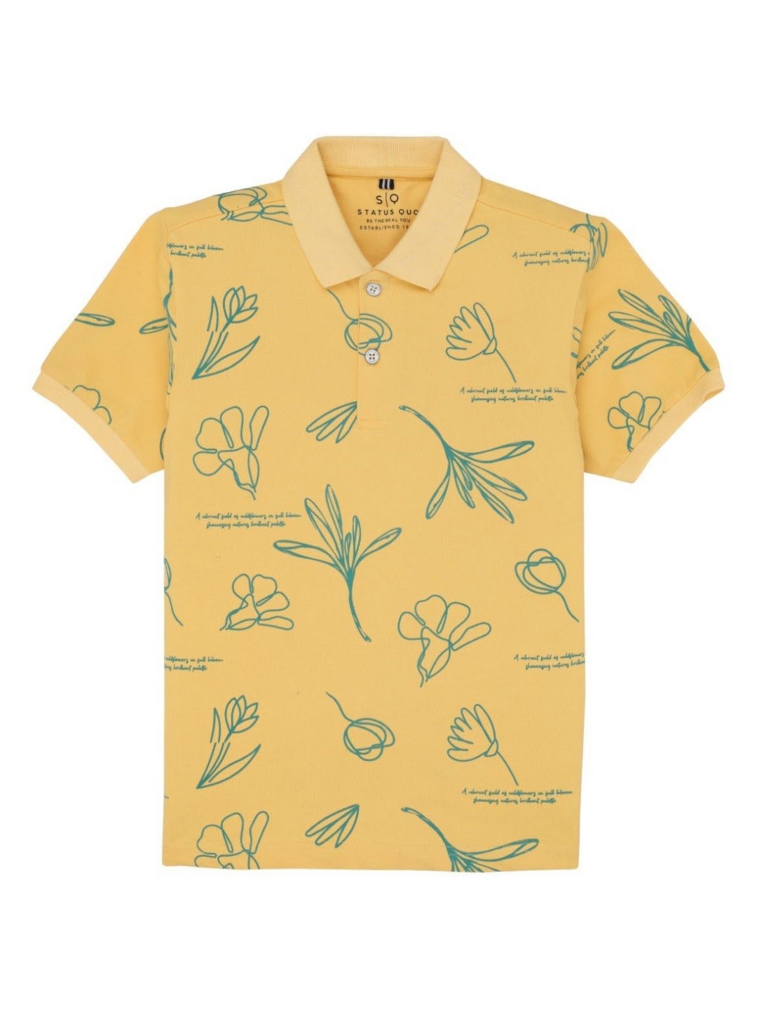 

Status Quo Boys Floral Printed Polo Collar T-shirt, Lime green