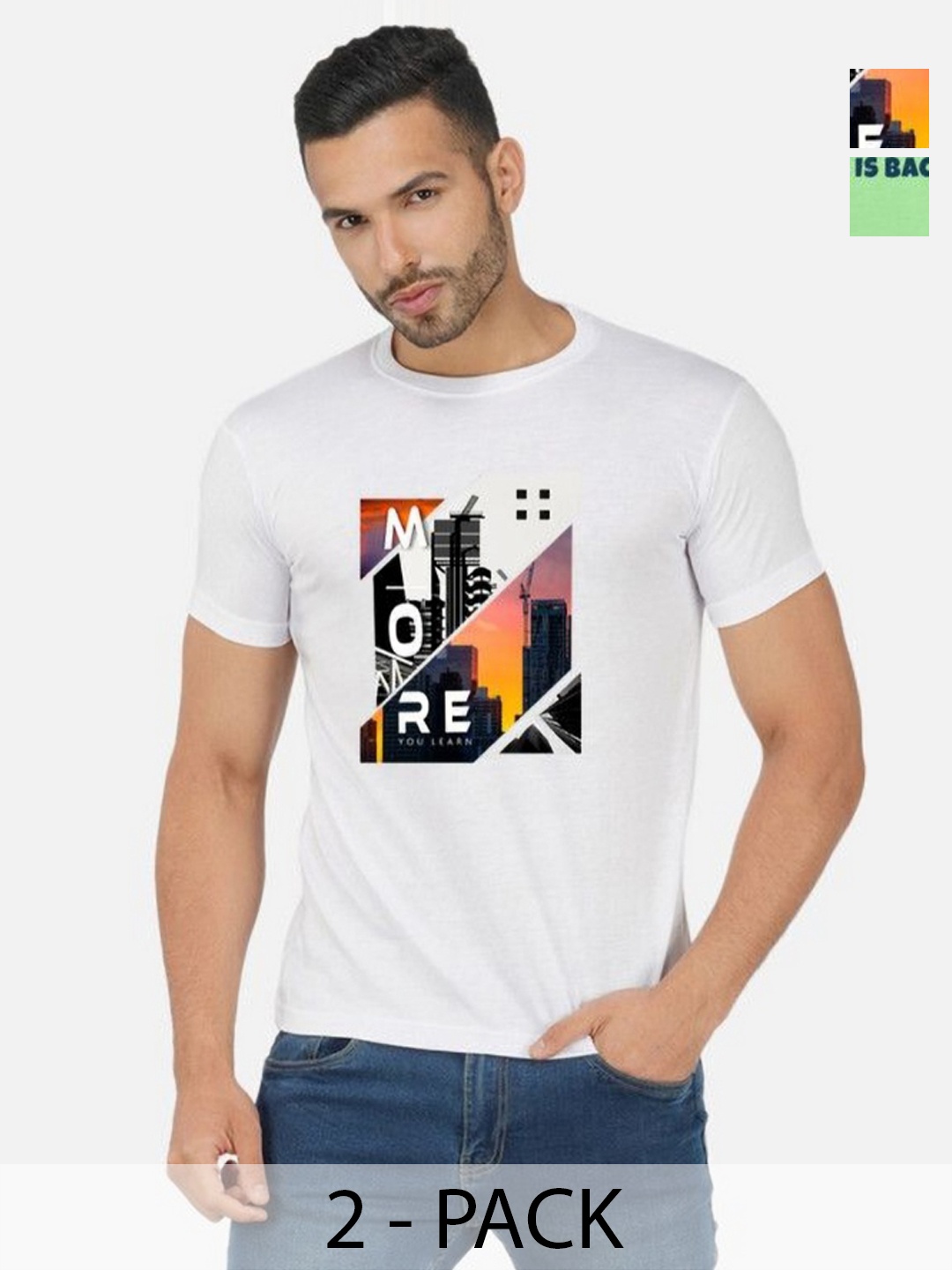 

GLOBAL NOMAD Men 2 Printed Bio Finish Applique T-shirt, White