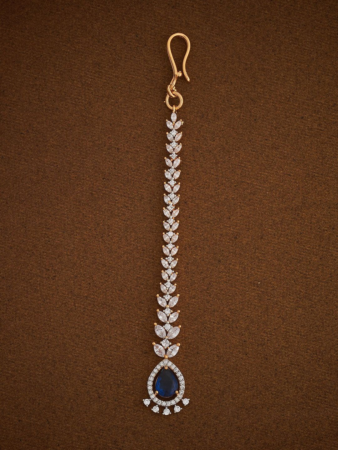 

Kushal's Fashion Jewellery Artificial Stones and Beads Studded Maang Tikka Head Jewellery, Gold