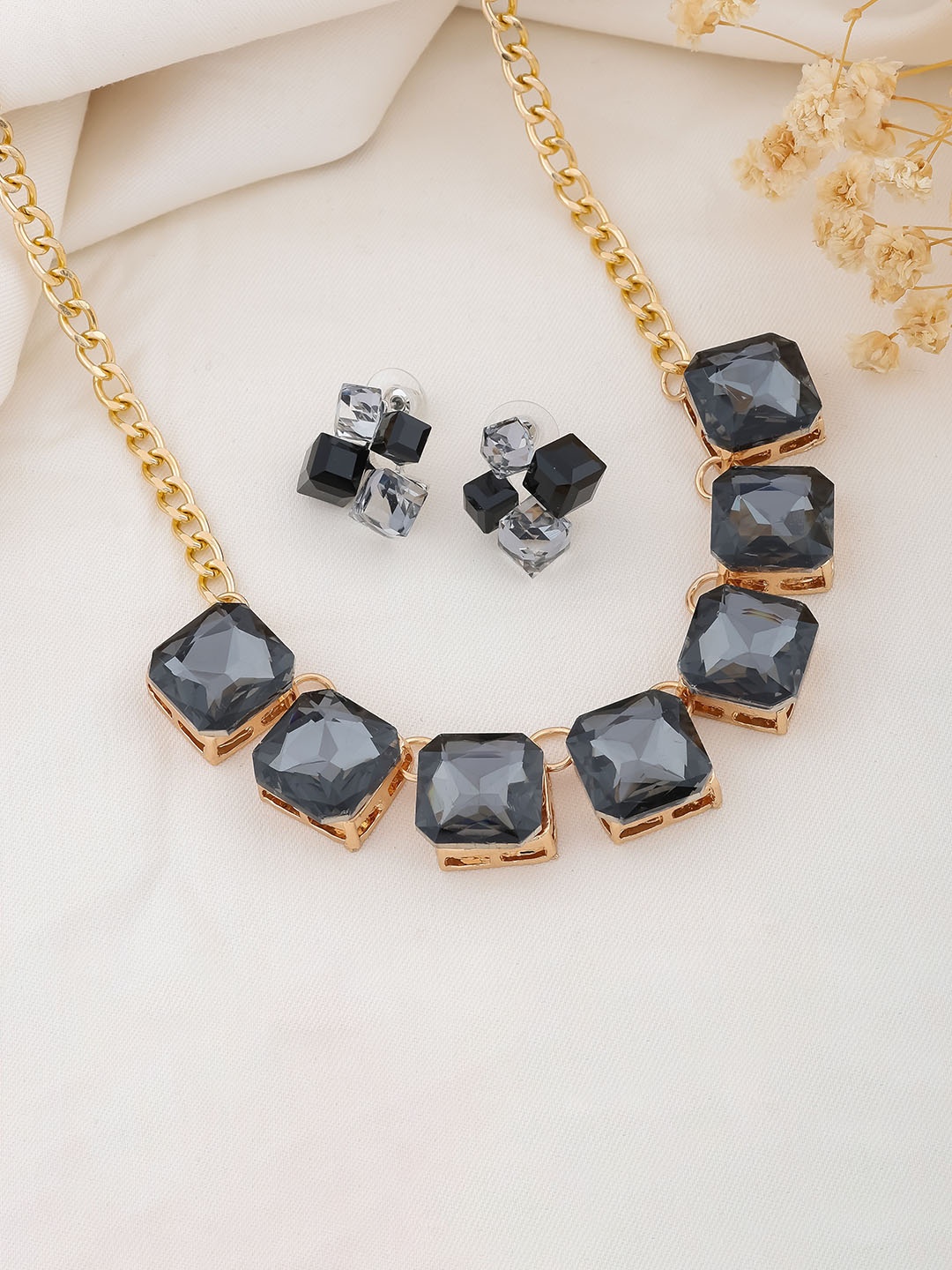 

DressBerry CZ Stone Studded Jewellery Set, Gold