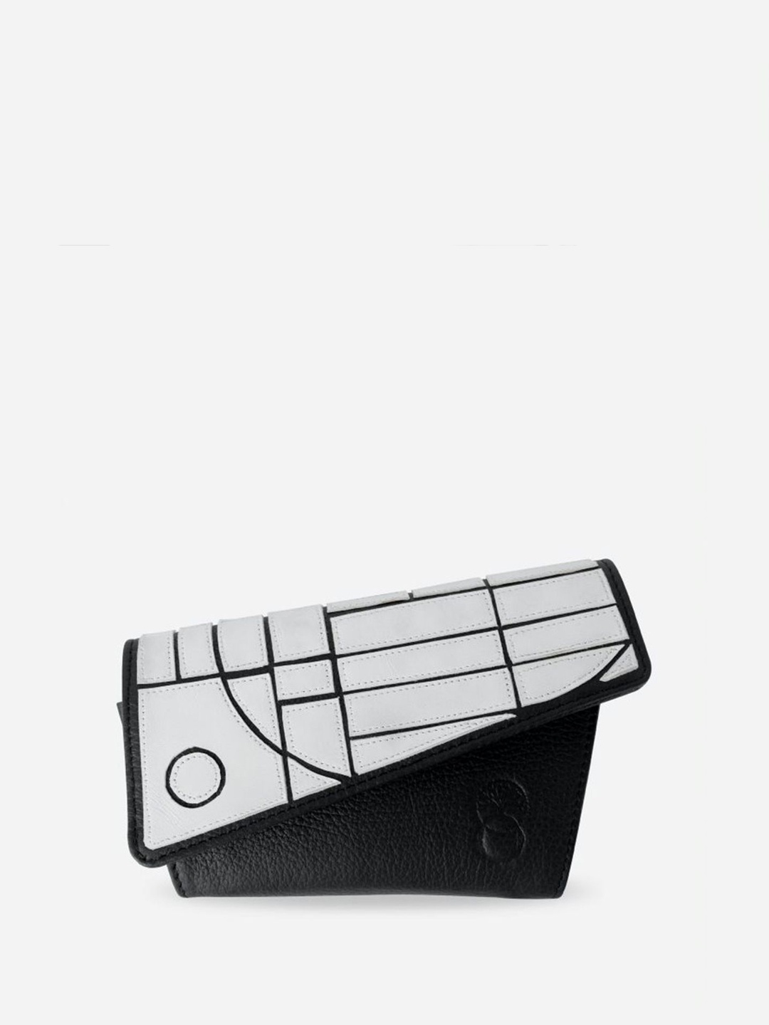 

Econock Women 2 Abstract Textured Embellished Leather Three Fold Wallet, Black