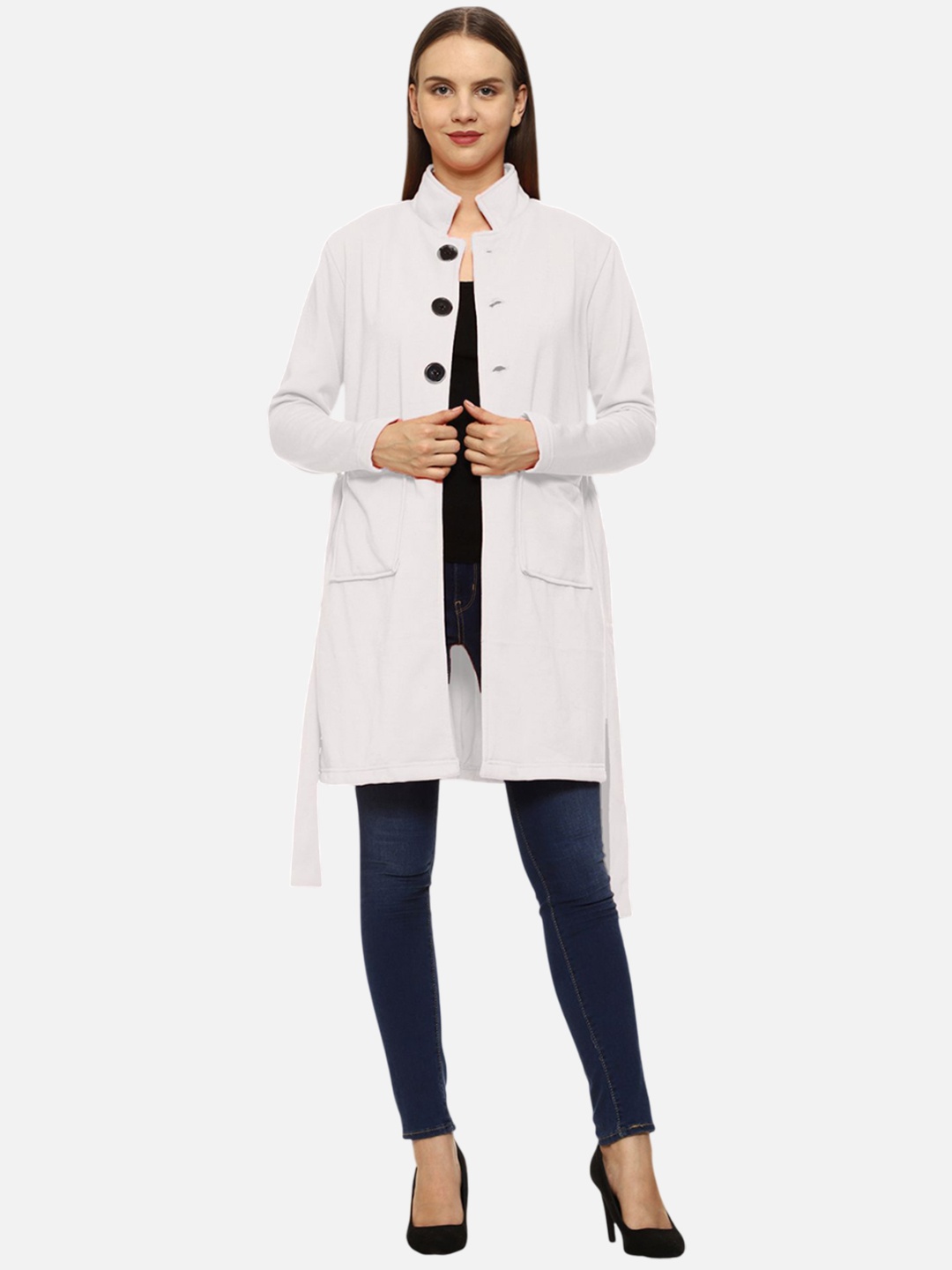 

ROARERS Single-Breasted Wrap Coat, White