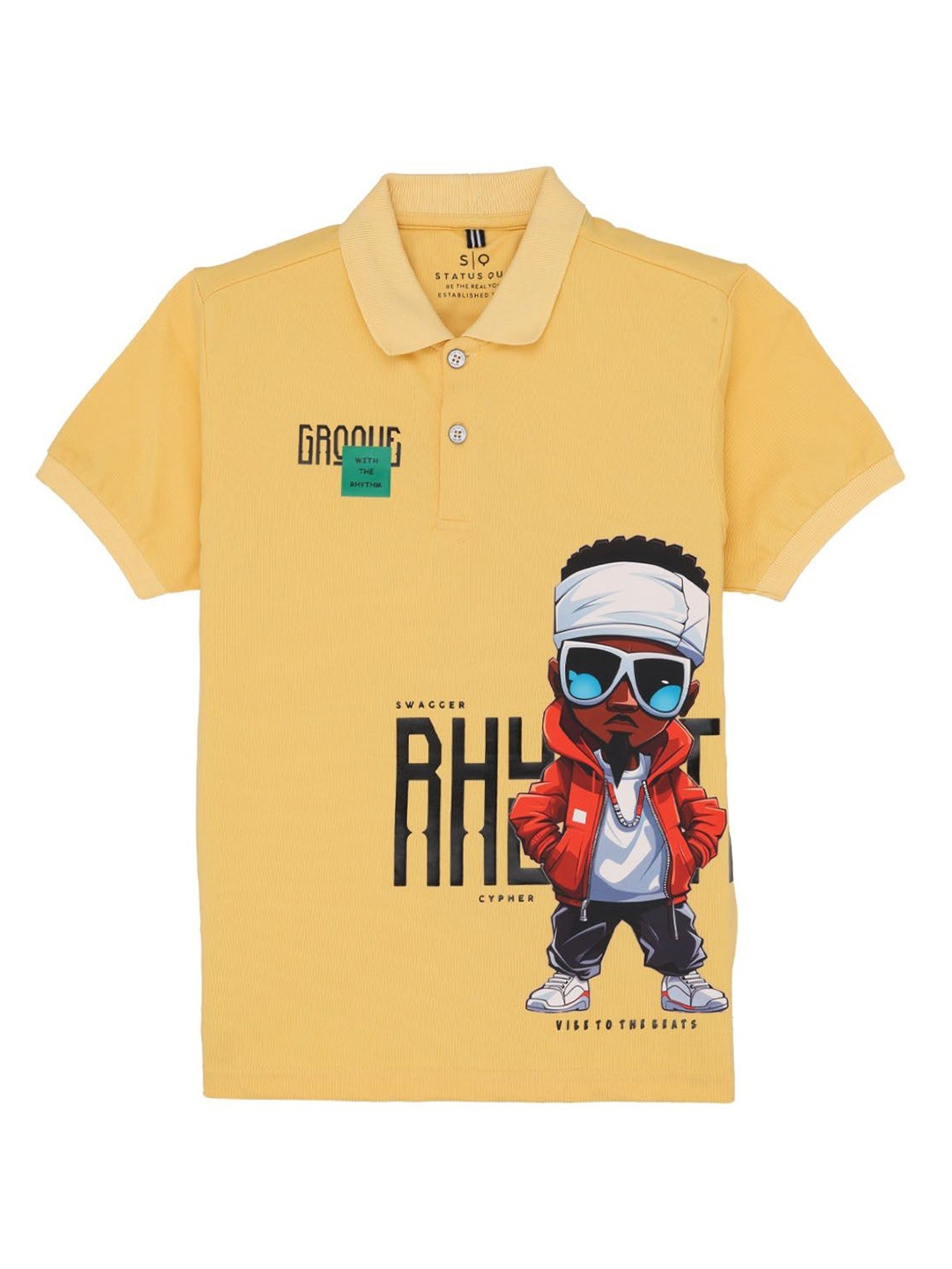 

Status Quo Boys Printed Polo Collar Applique T-shirt, Yellow