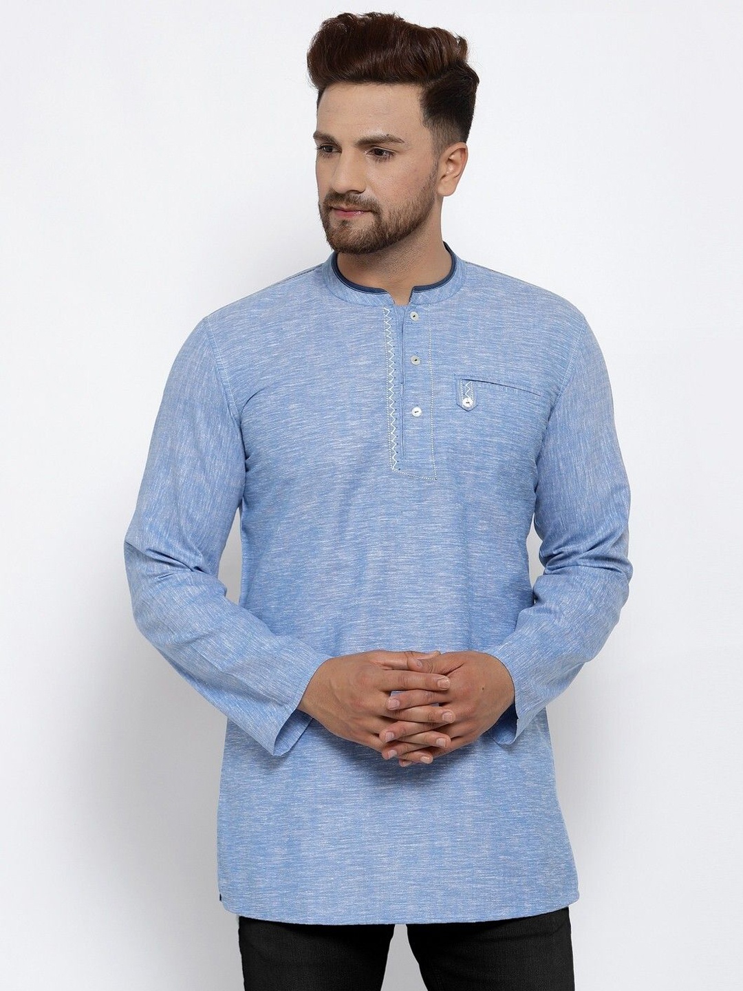

Arch element Men Chikankari Kurta, Blue