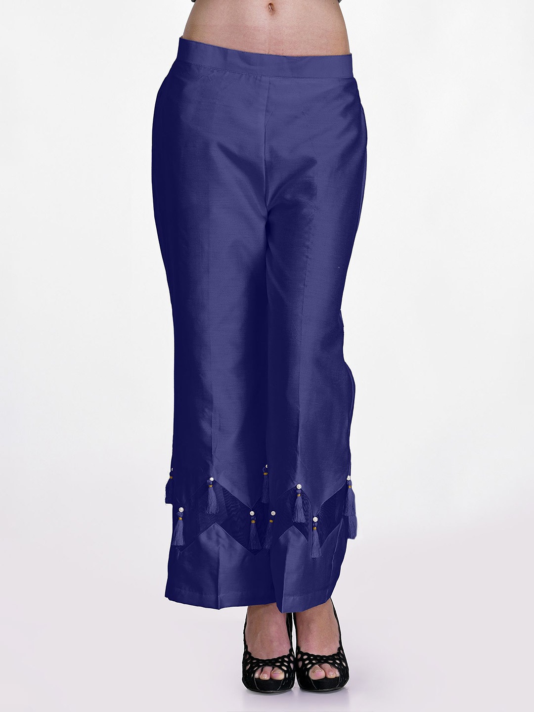 

FLOREOS Straight Fit Mid-Rise Trousers, Navy blue